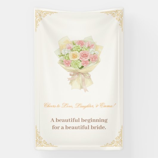 Pastel Floral Bridal pastel bouquet Elegant  横断幕 (縦)