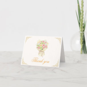 Pastel Floral Bridal Shower – Japanese サンキューカード