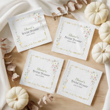 Pastel Floral Bridal Shower Napkins | Cottagecore 