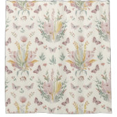 Pastel Floral Butterfly シャワーカーテン (正面)