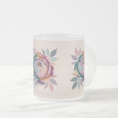 Pastel Floral Cream Frosted Glass Mug フロストグラスマグカップ (正面右)