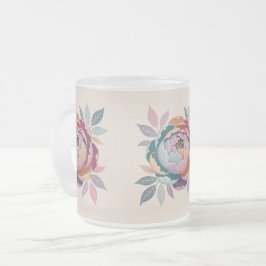 Pastel Floral Cream Frosted Glass Mug フロストグラスマグカップ