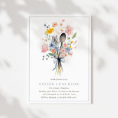 Pastel Floral Easter Luncheon Elegant 招待状