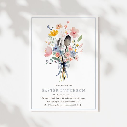 Pastel Floral Easter Luncheon Elegant 招待状
