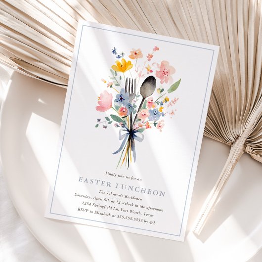 Pastel Floral Easter Luncheon Elegant 招待状