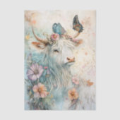 Pastel Floral Highland Cow Decoupage 薄葉紙 (正面)