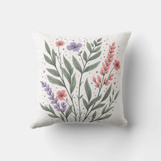 Pastel Floral Leaves クッション (裏面)