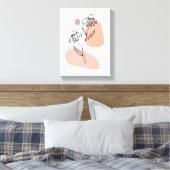 Pastel Floral Line Art – Modern Canvas Print キャンバスプリント (インサイチュ (寝室))