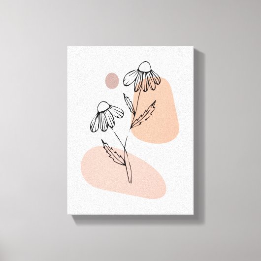 Pastel Floral Line Art – Modern Canvas Print キャンバスプリント (正面)