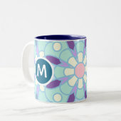 Pastel Floral Mandala Monogram Letter Design ツートーンマグカップ (正面左)