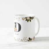 Pastel Floral Monogram 'D' Initial Mug コーヒーマグカップ (正面右)