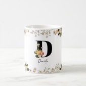 Pastel Floral Monogram 'D' Initial Mug コーヒーマグカップ (中央)