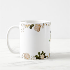Pastel Floral Monogram 'D' Initial Mug コーヒーマグカップ