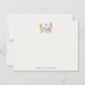 Pastel Floral Monogram Note Card 招待状 (正面)