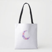 Pastel Floral Moon Tote - Kawaii Witch トートバッグ (正面)
