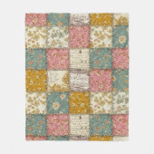 Pastel Floral Patchwork Picnic Pattern (12) フリースブランケット (正面)