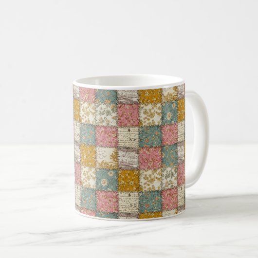 Pastel Floral Patchwork Picnic Pattern (13) コーヒーマグカップ (正面右)