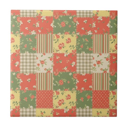 Pastel Floral Patchwork Picnic Pattern (2) タイル (正面)