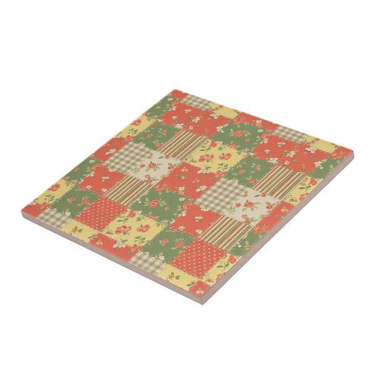 Pastel Floral Patchwork Picnic Pattern (2) タイル (側面)