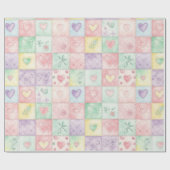 Pastel Floral Patchwork Picnic Pattern (3) ラッピングペーパー (フラット)