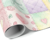 Pastel Floral Patchwork Picnic Pattern (3) ラッピングペーパー (ロールコーナー)