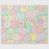 Pastel Floral Patchwork Picnic Pattern (4) ラッピングペーパー (フラット)