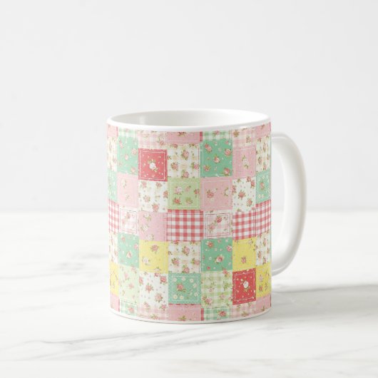 Pastel Floral Patchwork Picnic Pattern (5) コーヒーマグカップ (正面右)