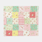 Pastel Floral Patchwork Picnic Pattern (5) フリースブランケット (正面(横))