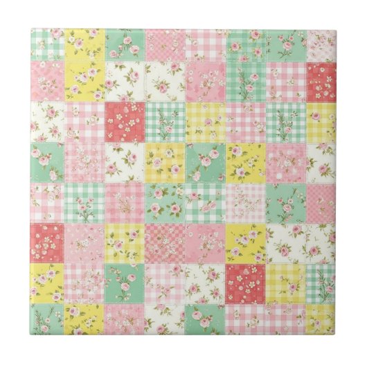 Pastel Floral Patchwork Picnic Pattern (6) タイル (正面)