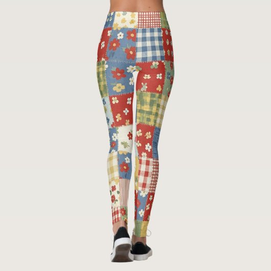 Pastel Floral Patchwork Picnic Pattern (9) レギンス (裏面)