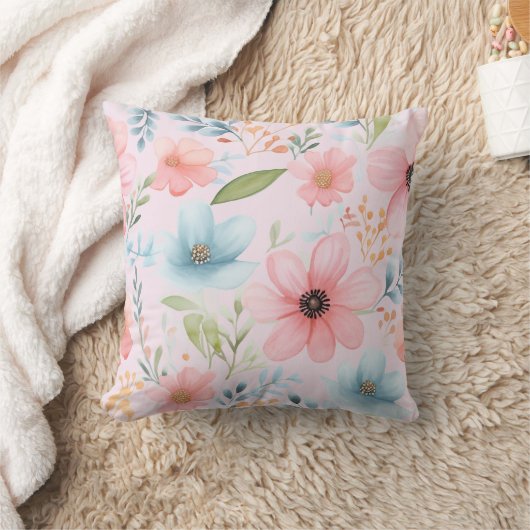 Pastel Floral Pattern クッション (ブランケット)