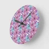 Pastel Floral Pattern ラウンド壁時計 (傾斜)