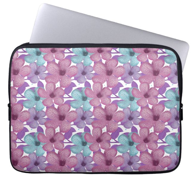 Pastel Floral Pattern ラップトップスリーブ (正面)