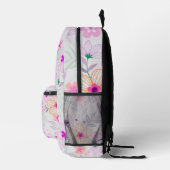 Pastel Floral Pattern Aesthetic School Backpack プリントバックパック (右)