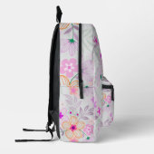 Pastel Floral Pattern Aesthetic School Backpack プリントバックパック (左)