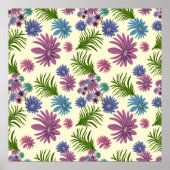Pastel Floral Pattern Aesthetic Wildflower Botanic ポスター (正面)