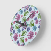 Pastel Floral Pattern Aesthetic Wildflower Botanic ラウンド壁時計 (傾斜)