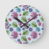 Pastel Floral Pattern Aesthetic Wildflower Botanic ラウンド壁時計 (正面)