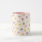 Pastel Floral Pattern – Cute Yellow, Pink & Purple マグカップ (中央)