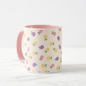 Pastel Floral Pattern – Cute Yellow, Pink & Purple マグカップ (正面左)