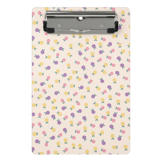 Pastel Floral Pattern – Cute Yellow, Pink & Purple ミニクリップボード (正面)