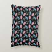 Pastel Floral Pattern on Black Background | Cute D アクセントクッション (裏面(縦))