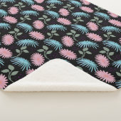 Pastel Floral Pattern on Black Background | Cute D シェルパブランケット (3/4)