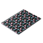 Pastel Floral Pattern on Black Background | Cute D ノートブック (左側)