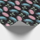 Pastel Floral Pattern on Black Background | Cute D ラッピングペーパー (角)
