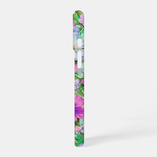 Pastel Floral Pattern Phone Case iPhone 16ケース (左側面)