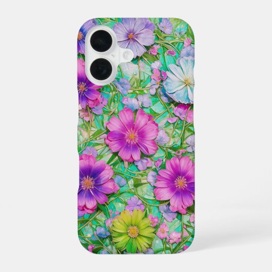 Pastel Floral Pattern Phone Case iPhone 16ケース (裏面)