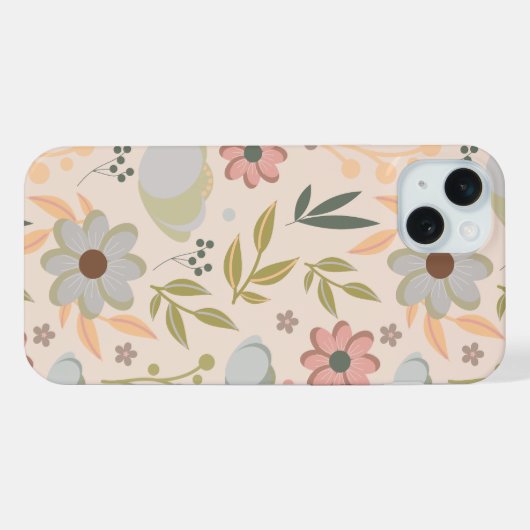 Pastel Floral Pattern– Soft Aesthetic Flower iPhoneケース (裏面横)