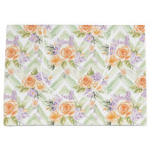 Pastel Floral Peach Lavender Sage Chevron Birthday ラージペーパーバッグ (正面)
