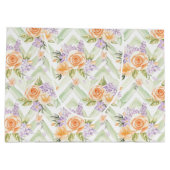 Pastel Floral Peach Lavender Sage Chevron Birthday ラージペーパーバッグ (裏面)